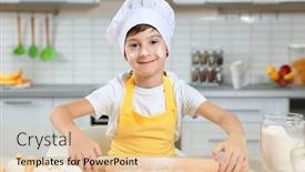  Presentation with cooking - Slide deck enhanced with cute boy cooking in kitchen at home background and a lemonade colored foreground