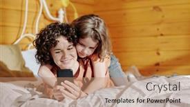  Presentation with chat - Presentation theme with cute-boy-embracing-his-mother background and a coral colored foreground