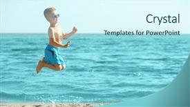  Presentation with fun - Slide deck enhanced with cute boy having fun background and a cool aqua colored foreground