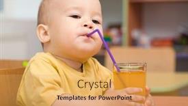  Presentation with orange juice - Beautiful slides featuring children nutrition - cute boy is drinking orange backdrop and a yellow colored foreground