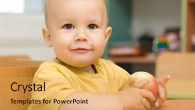  Presentation with preschool - Theme enhanced with is eating apple in preschool background and a yellow colored foreground