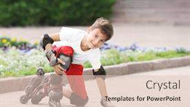  Presentation with park - Colorful presentation theme enhanced with rollerskates - cute boy on roller skates backdrop and a lemonade colored foreground