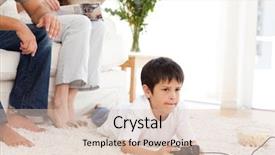  Presentation with video game - Presentation design featuring cute boy playing video game background and a  colored foreground