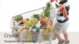  Presentation with shopping trolley - Amazing presentation having children trade - cute boy walking with shopping backdrop and a mint green colored foreground