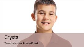  Presentation with dental - Cool new PPT layouts with cute boy with dental braces backdrop and a coral colored foreground