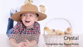  Presentation with chicks - PPT layouts with cute boy with little chicks background and a lemonade colored foreground