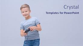  Presentation with controller - PPT theme consisting of cute boy with video game controller on color background background and a lemonade colored foreground