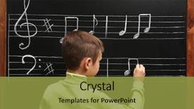  Presentation with music note - Colorful slides enhanced with cute boy writing backdrop and a gold colored foreground