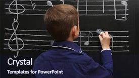  Presentation with music note - Theme consisting of cute boy writing background and a  colored foreground