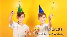  Presentation with cute birthday - PPT layouts featuring cute boys with birthday mini background and a yellow colored foreground