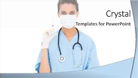  Presentation with cute nurse - Beautiful slide set featuring holding a syringe on white backdrop and a white colored foreground