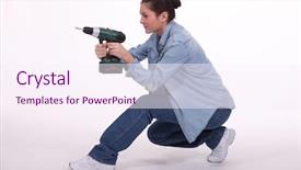  Presentation with gun - Amazing presentation having cute brunette using her driller backdrop and a pink colored foreground