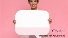  Presentation with bubble - Amazing PPT layouts having cute-businesswoman-holding-a-speech backdrop and a lemonade colored foreground