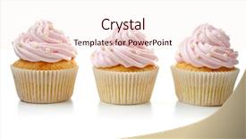  Presentation with pink white - Slide set consisting of cute cake - pink cupcakes isolated on white background and a sky blue colored foreground