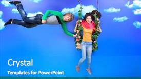  Presentation with love - PPT layouts with cute cartoon boy girl - couple of young people background and a  colored foreground