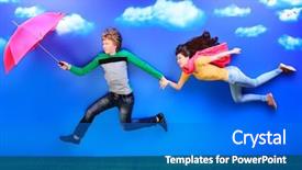  Presentation with young people in the club - Cool new PPT layouts with cute cartoon boy girl - couple of young people backdrop and a  colored foreground