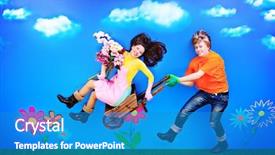  Presentation with people helping each teamwork couple - Presentation design enhanced with cute cartoon boy girl - couple of young people background and a teal colored foreground