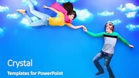  Presentation with love - Cool new presentation theme with cute cartoon boy girl - couple of young people backdrop and a  colored foreground