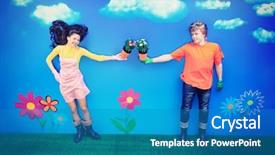  Presentation with cartoon - Cool new presentation with cute cartoon boy girl - couple of young people backdrop and a  colored foreground