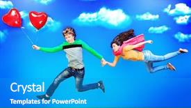  Presentation with love - Beautiful slides featuring cute cartoon boy girl - couple of young people backdrop and a  colored foreground