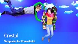  Presentation with love - Cool new slides with cute cartoon boy girl - couple of young people backdrop and a cobalt blue colored foreground