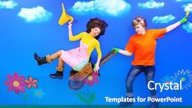  Presentation with love - Cool new theme with cute cartoon boy girl - couple of young people backdrop and a cobalt blue colored foreground