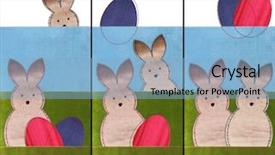  Presentation with easter bunny yellow spring flower - Slide deck featuring cute cartoon boy girl - easter bunny banners background and a  colored foreground