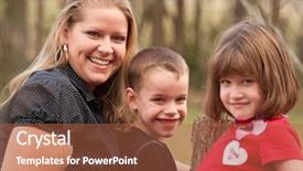  Presentation with children - Audience pleasing presentation theme consisting of cute caucasian mother and children backdrop and a red colored foreground