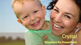  Presentation with dental mother and child - PPT theme having cute cheerful child with mother background and a tawny brown colored foreground
