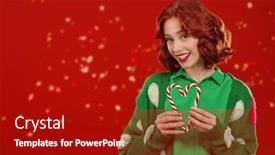  Presentation with candy canes - Slide deck featuring cute-cheerful-girl-with-bright background and a crimson colored foreground