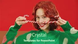  Presentation with candy canes - Presentation theme consisting of cute-cheerful-girl-with-bright background and a ocean colored foreground