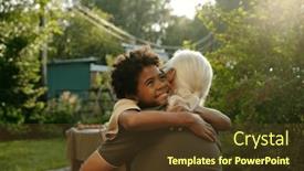 Presentation with white green - Theme consisting of cute-cheerful-grandson-with-toothy and a tawny brown colored foreground