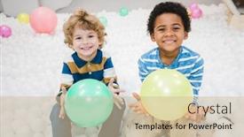  Presentation with interior design yellow and green - Presentation theme featuring cute-cheerful-intercultural-little-boys background and a soft green colored foreground