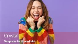  Presentation with cheerful - Beautiful slide deck featuring cute-cheerful-young-girl-wearing backdrop and a crimson colored foreground