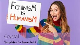  Presentation with feminism - Slide set consisting of cute-cheerful-young-girl-wearing background and a light blue colored foreground