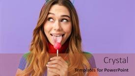  Presentation with cheerful - Colorful slide set enhanced with cute-cheerful-young-girl-wearing backdrop and a red colored foreground