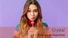  Presentation with lollipop - Slide deck having cute-cheerful-young-girl-wearing background and a red colored foreground