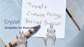  Presentation with grocery - Amazing presentation having cute-chihuahua-paws-writing backdrop and a sky blue colored foreground
