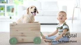  Presentation with filipino child playing - Beautiful PPT theme featuring cute child and labrador retriever backdrop and a mint green colored foreground