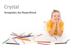  Presentation with crayons - Beautiful PPT theme featuring cute-child-draw-with-colorful backdrop and a white colored foreground
