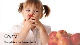  Presentation with cute baby - Audience pleasing theme consisting of cute child eats red apple backdrop and a soft green colored foreground