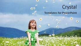  Presentation with cute - Theme having cute child girl at camomile background and a light blue colored foreground
