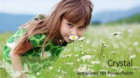  Presentation with save girl child - Cool new presentation theme with cute child girl at camomile backdrop and a yellow colored foreground