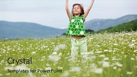  Presentation with save girl child - Slide set featuring cute child girl at camomile background and a yellow colored foreground