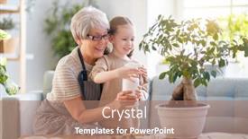  Presentation with child care - Beautiful slide deck featuring cute-child-girl-helping backdrop and a coral colored foreground