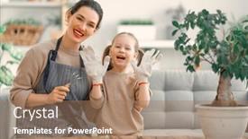  Presentation with child care - Theme with cute-child-girl-helping background and a coral colored foreground