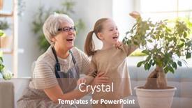  Presentation with child care - PPT theme with cute-child-girl-helping background and a coral colored foreground