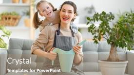  Presentation with child care - Presentation theme enhanced with cute-child-girl-helping background and a coral colored foreground