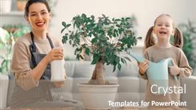  Presentation with child care - Colorful presentation enhanced with cute-child-girl-helping backdrop and a coral colored foreground