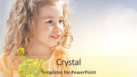  Presentation with mothers day - PPT theme having cute child girl with flowers background and a blonde colored foreground